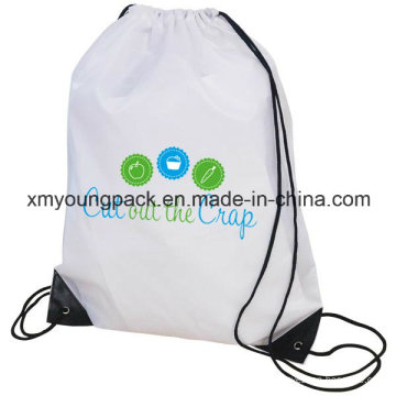 Promotionnel imperméable à l&#39;eau 210d Polyester Nylon Sports Gym Sack Drawstring Back Pack 35X45cm